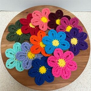 Handmade Colorful Crochet Flower Set of 12